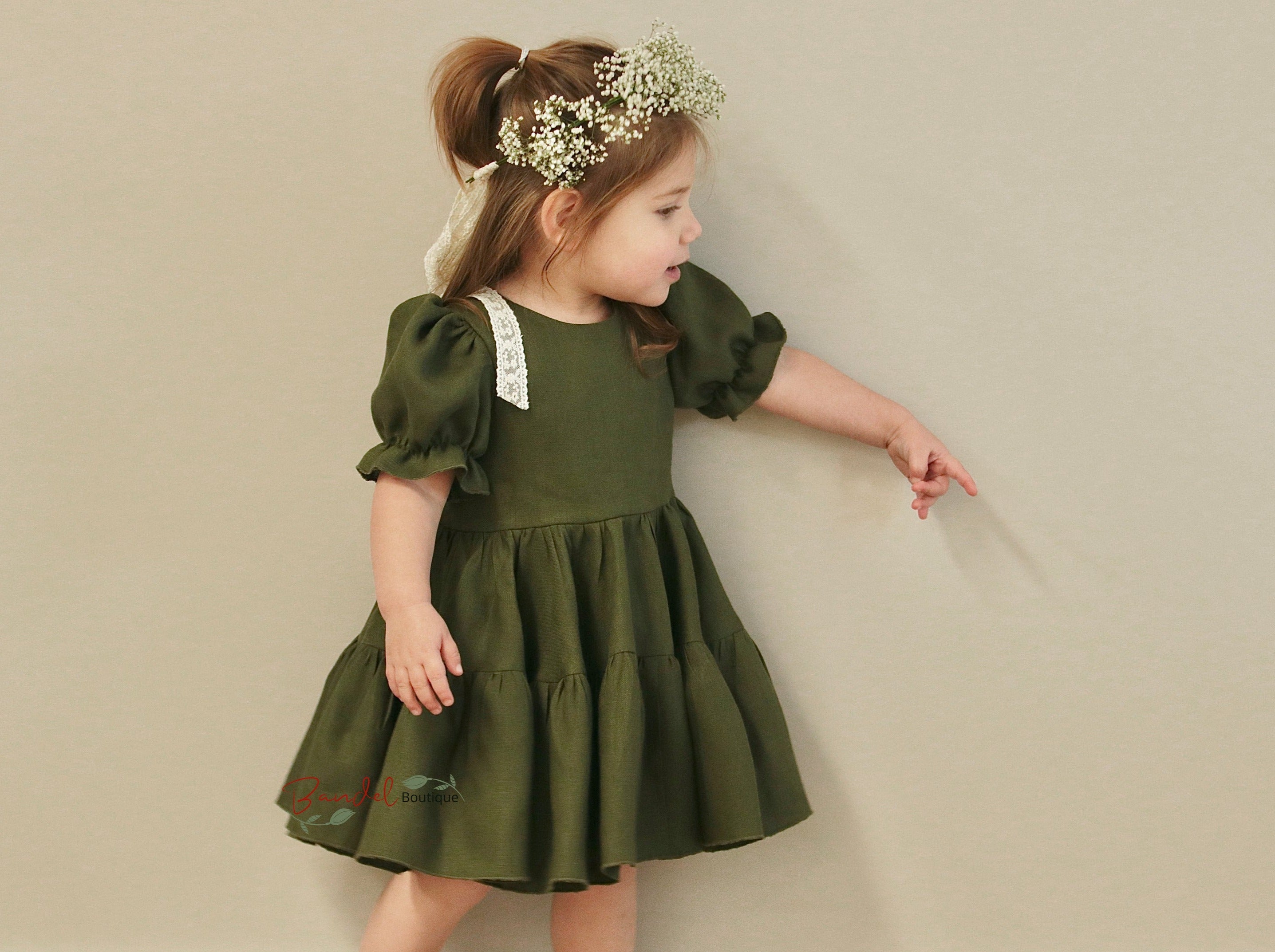 Girls olive 2024 green dress