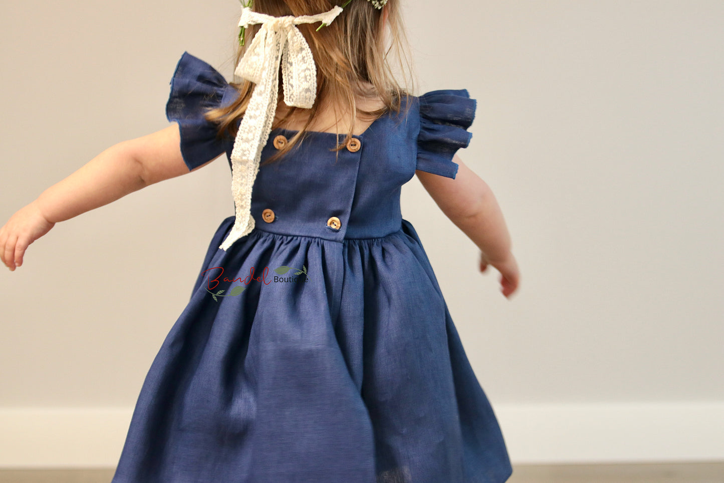 Royal Blue Girl Linen Dress