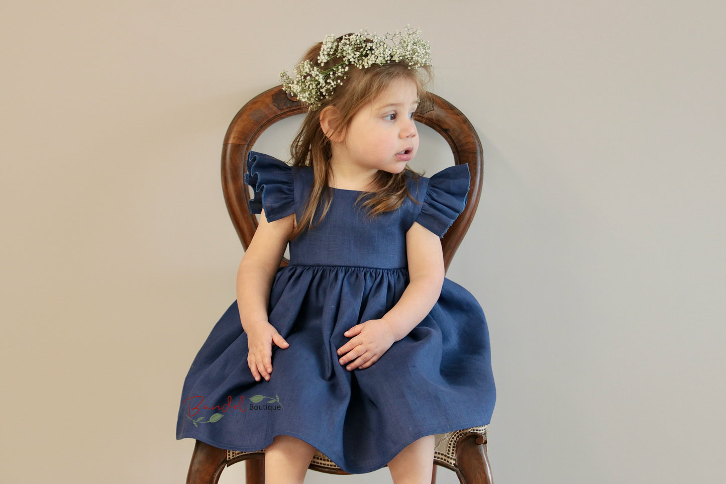 Royal Blue Girl Linen Dress