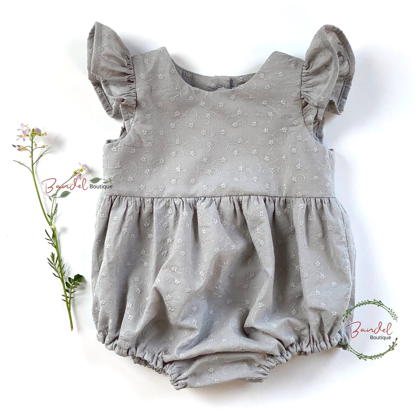 Grey Embroidery Romper