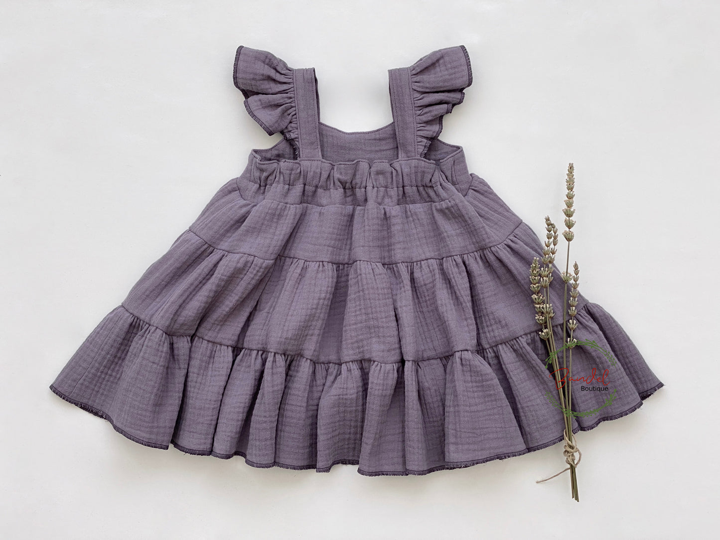 Lilac Flutter Sleeve Dress