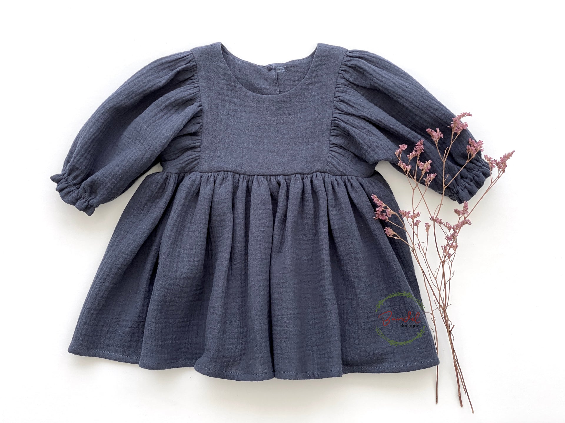 3/4 Sleeves Double Gauze Dress Girl Dres Muslin Fall Boho Girl Dress –  Bandel Boutique