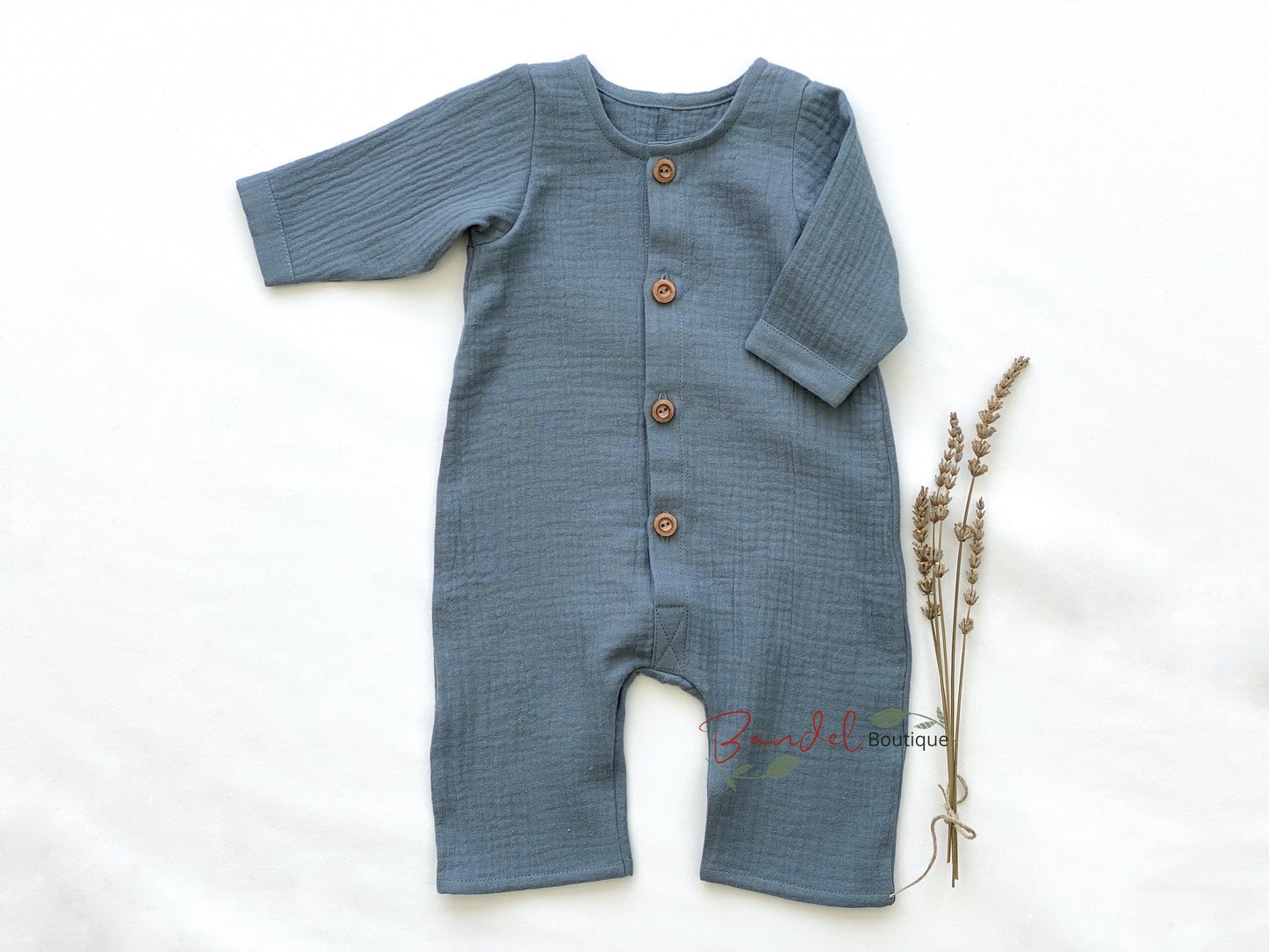 Dusty Blue Henley Romper