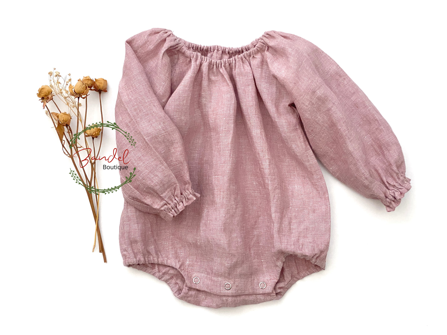 Linen Baby Bodysuit Old-Rose