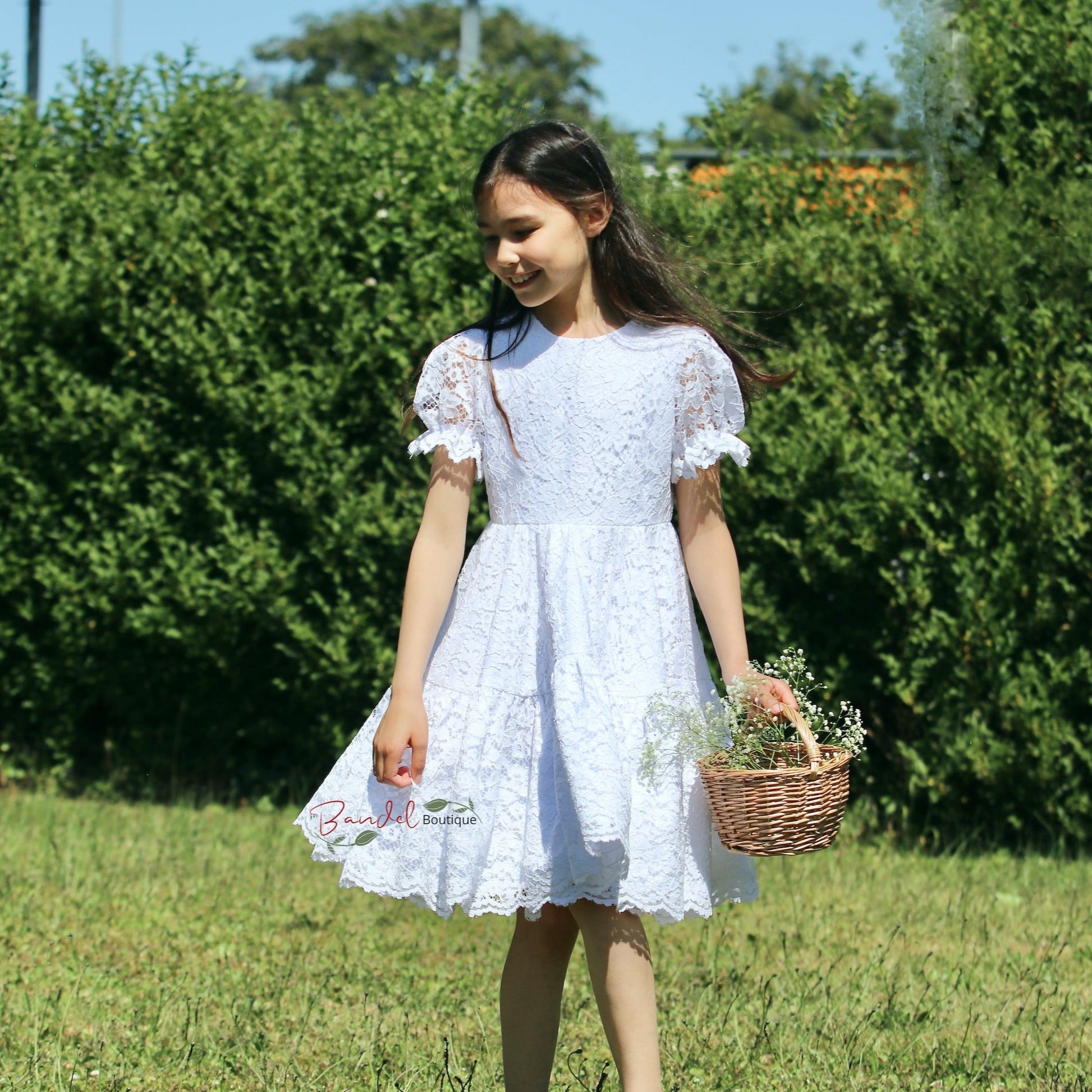 White Lace flower Girl Dress 