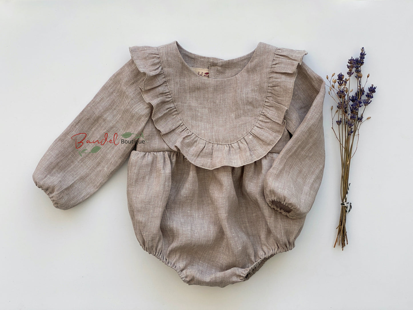 Linen Leila Sand- brown Romper