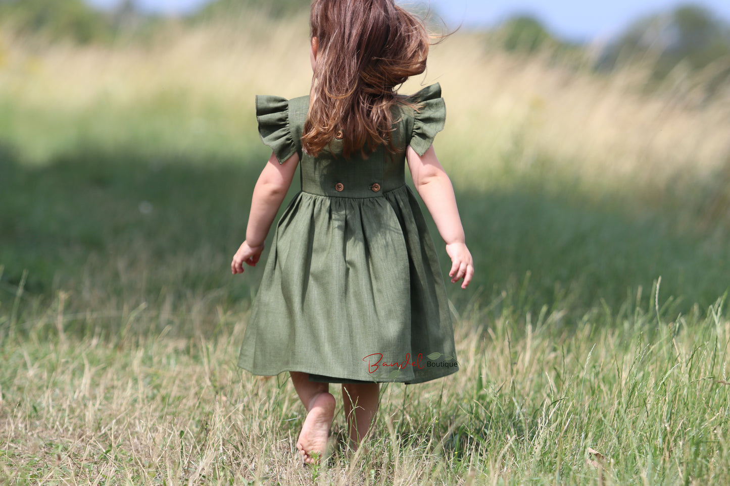 Flutter Sleeves Linen Dress