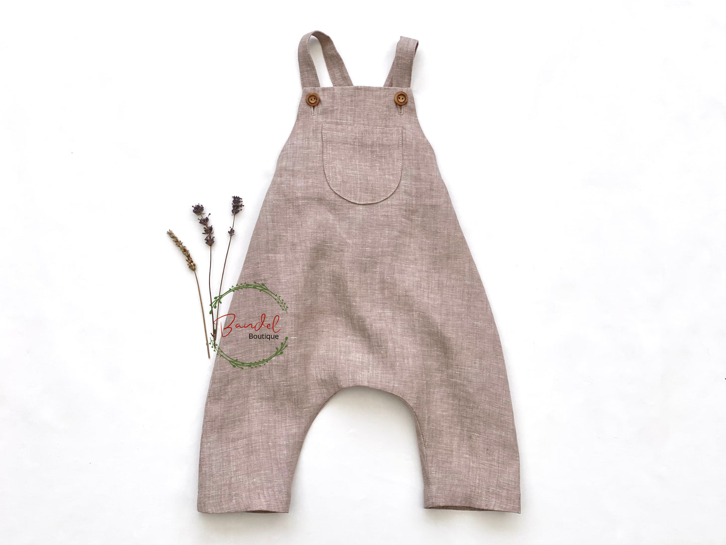 Camel Harem Newborn Playsuit, Adjustable straps gender neutral playsuit, Toddler linen overalls