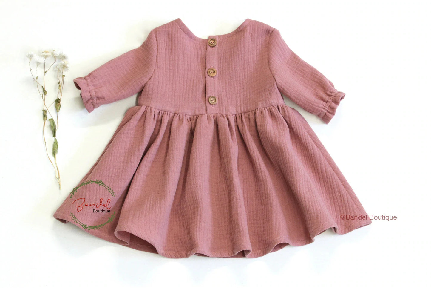 Emma Muslin Dress, Old- pink