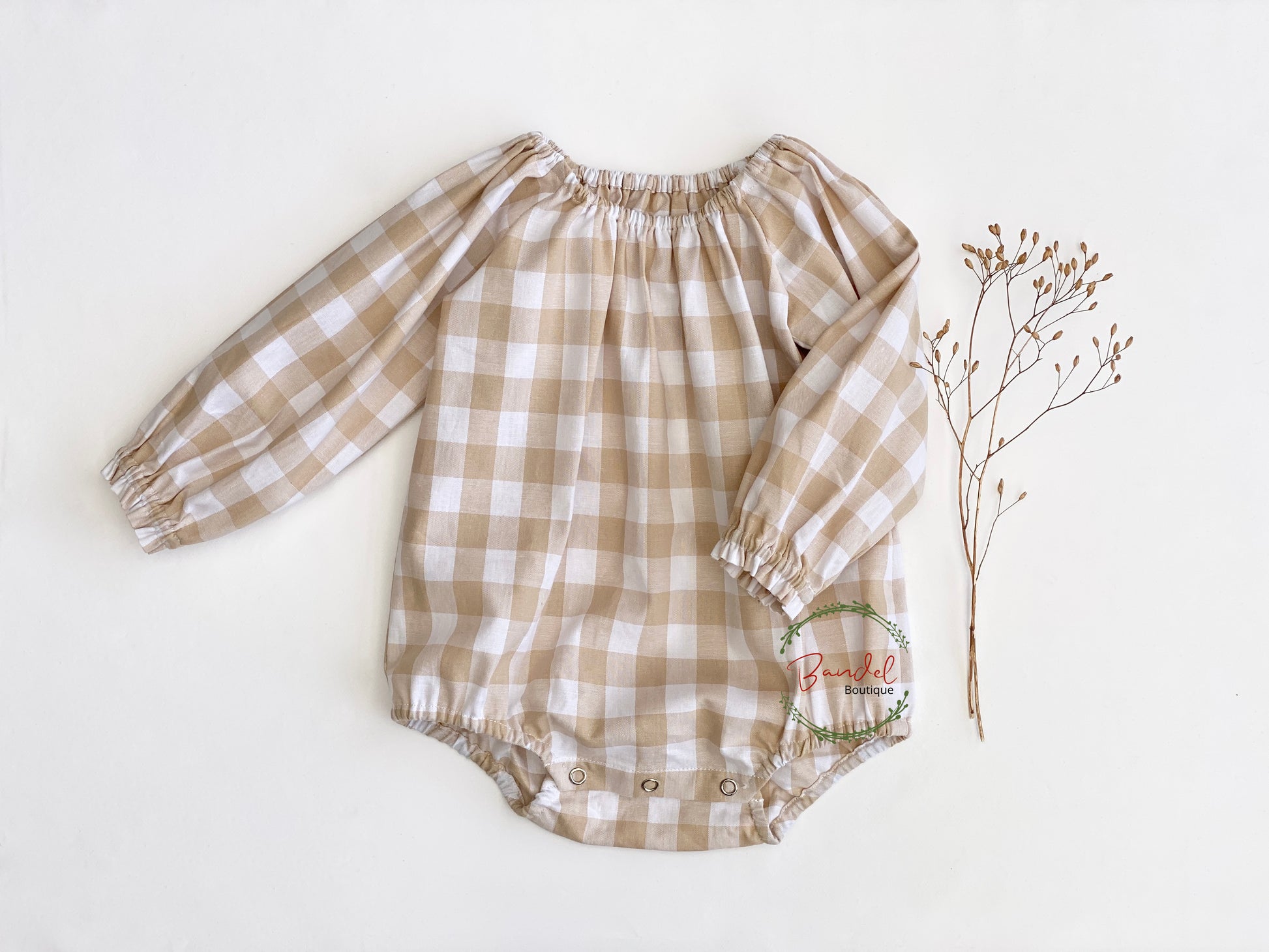 check cotton baby playsuit 