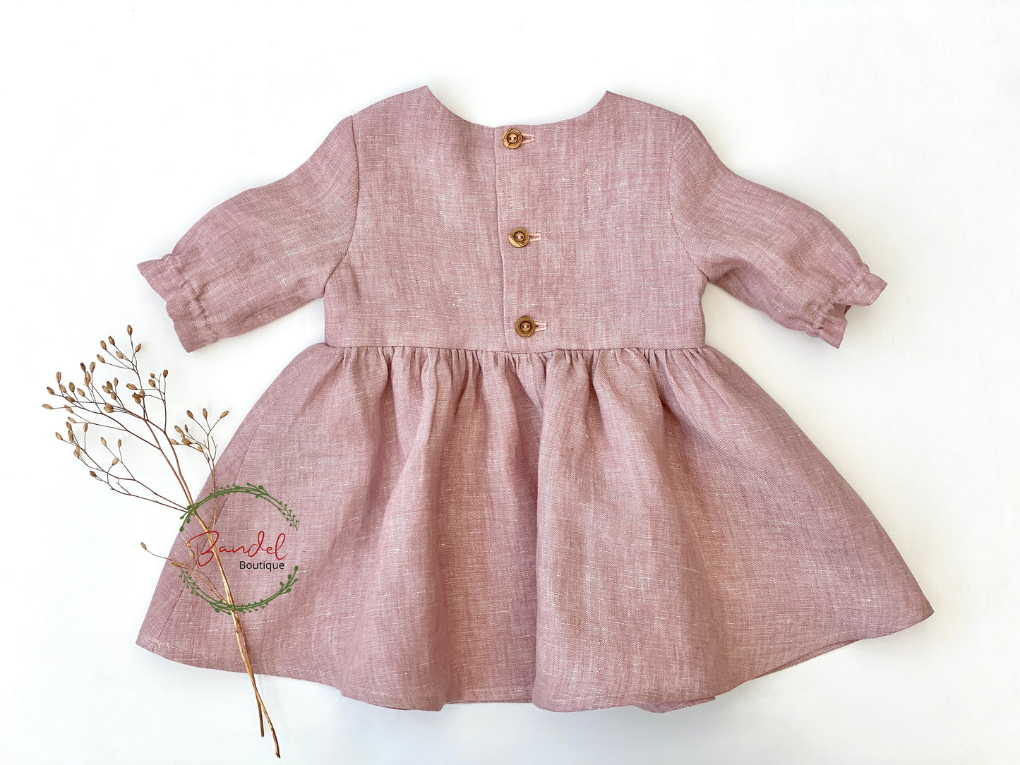 Old- Pink Classic Linen Dress